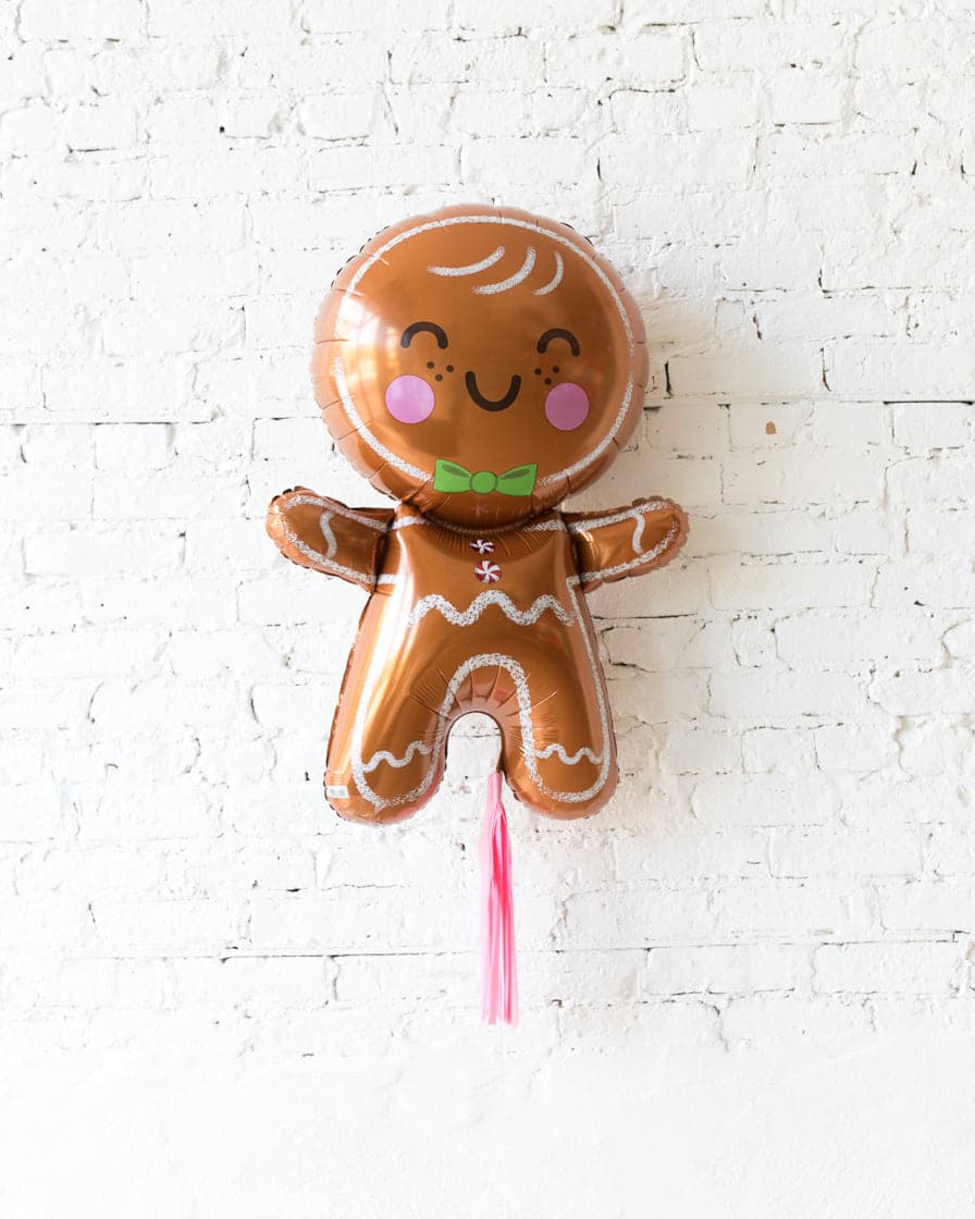 31in Gingerbread Foil Balloon with Pink Skirt | Rental