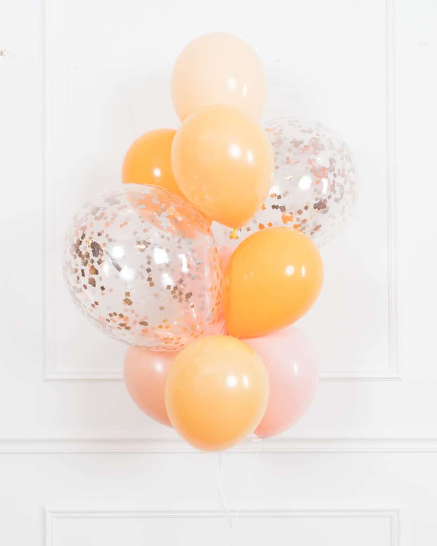 Citrus – Confetti and 11in Balloons – bouquet of 10 | Rental