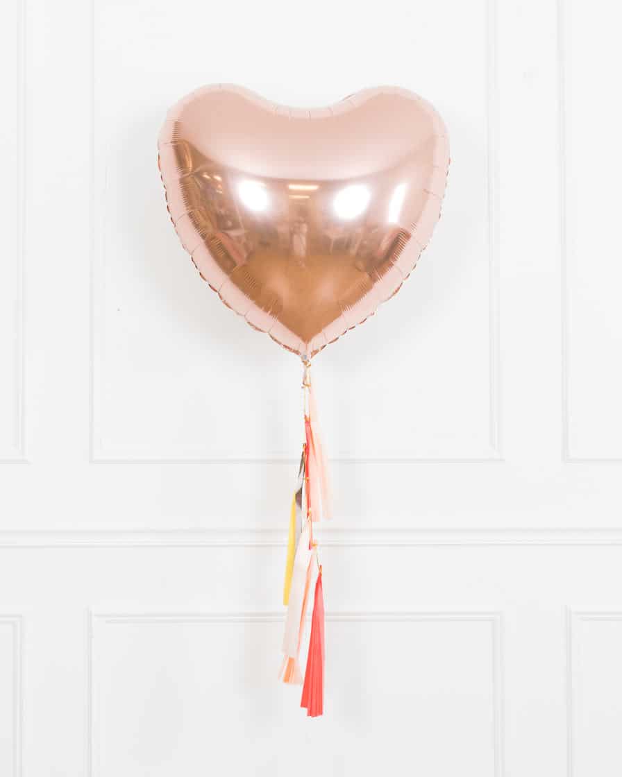 Citrus – 36in Heart Foil Balloon with Half-Tassel | Rental