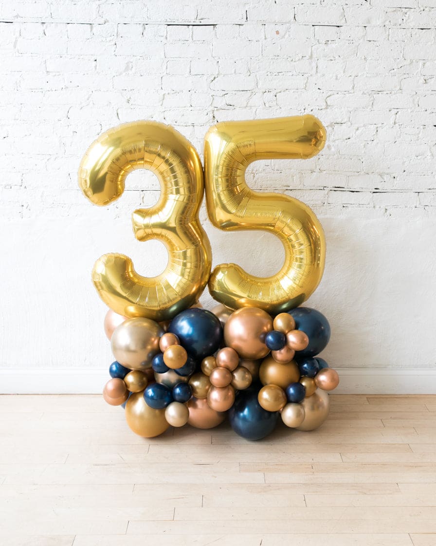 Midnight Copper – Foil Number on Balloon Pedestal – 3ft | Rental