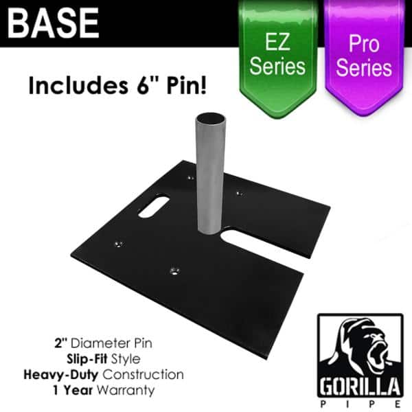 Black Pro & EZ Series – 18in x 18in Super Heavy Duty Base w/ 6″ x 2″ Pin (Up to 18ft) | Rental Black Pro & EZ Series – 18in x 18in Super Heavy Duty Base w/ 6″ x 2″ Pin (Up to 18ft) | Rental