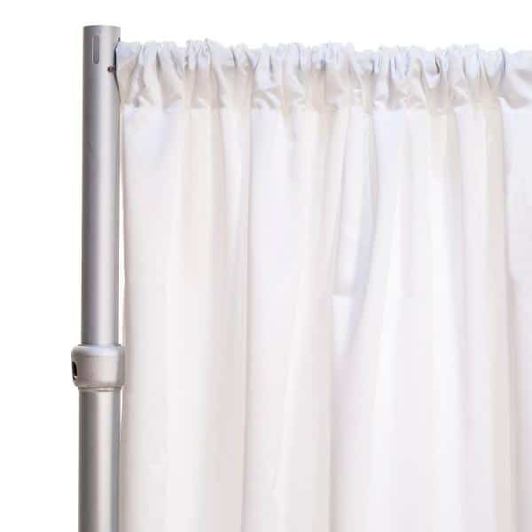 *FR* LUXE Satin Drape Panel by Eastern Mills (59″ Wide) w/ 4″ Sewn Rod Pocket – White | Rental *FR* LUXE Satin Drape Panel by Eastern Mills (59″ Wide) w/ 4″ Sewn Rod Pocket – White | Rental