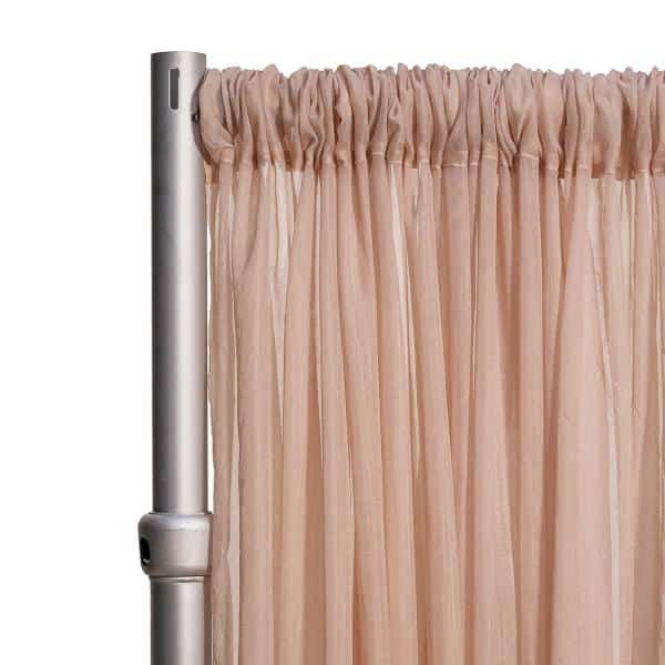 *FR* Crushed Sheer Voile Curtain Panel by Eastern Mills w/ 4″ Pockets – 10ft Wide – Dark Blush | Rental