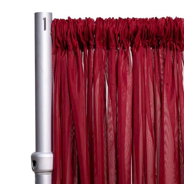 *FR* 10ft Wide Sheer Voile Curtain Panel by Eastern Mills w/ 4″ Pockets – Burgundy | Rental