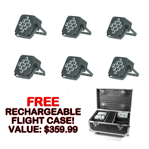 5 in 1 Battery Powered, Wireless DMX Flat LED Light – 6 Pack – FREE RECHARGING FLIGHT CASE | Rental 5 in 1 Battery Powered, Wireless DMX Flat LED Light – 6 Pack – FREE RECHARGING FLIGHT CASE | Rental