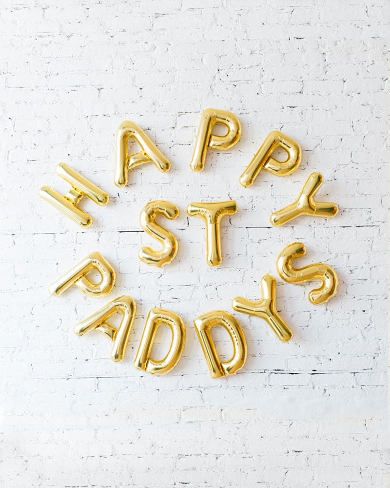 St. Patrick’s Day – 16in Gold HAPPY ST PADDYS Foil Letters Set | Rental