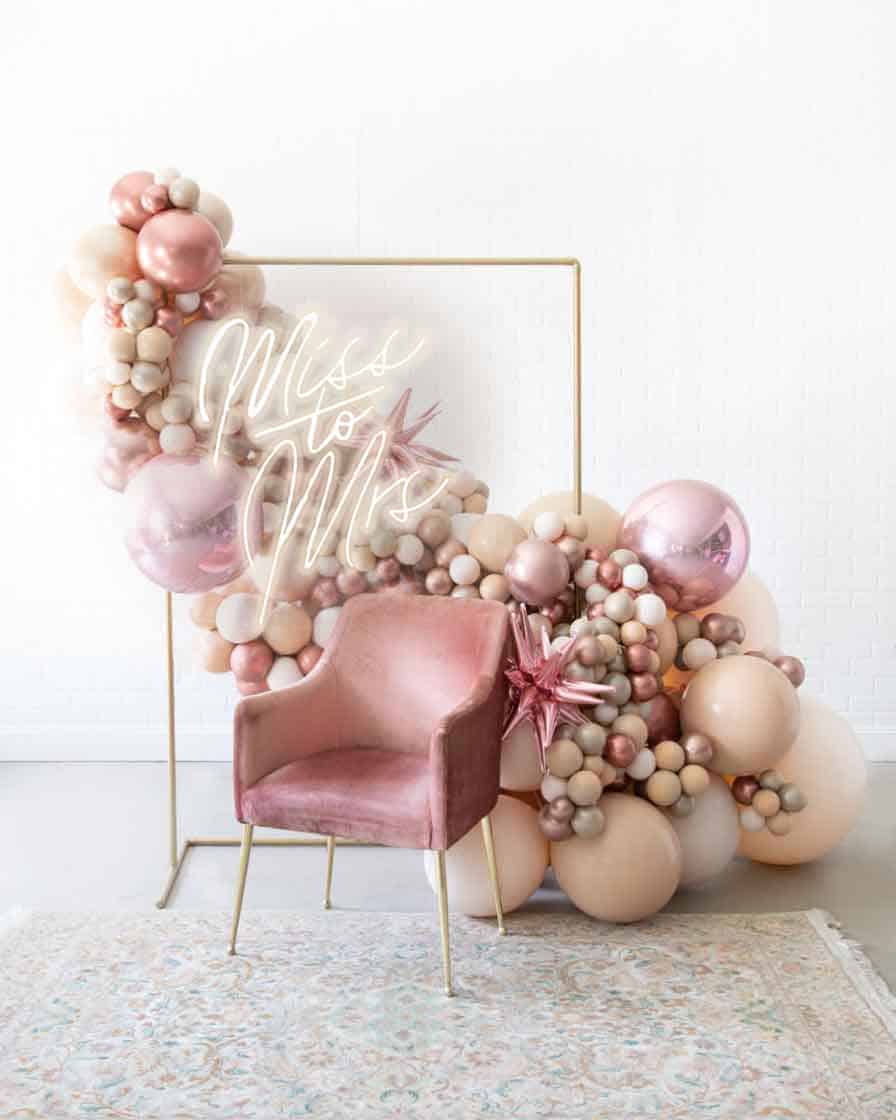 Berry Blush – 4×6 Frame Install Piece with Miss to Mrs Neon Sign | Rental