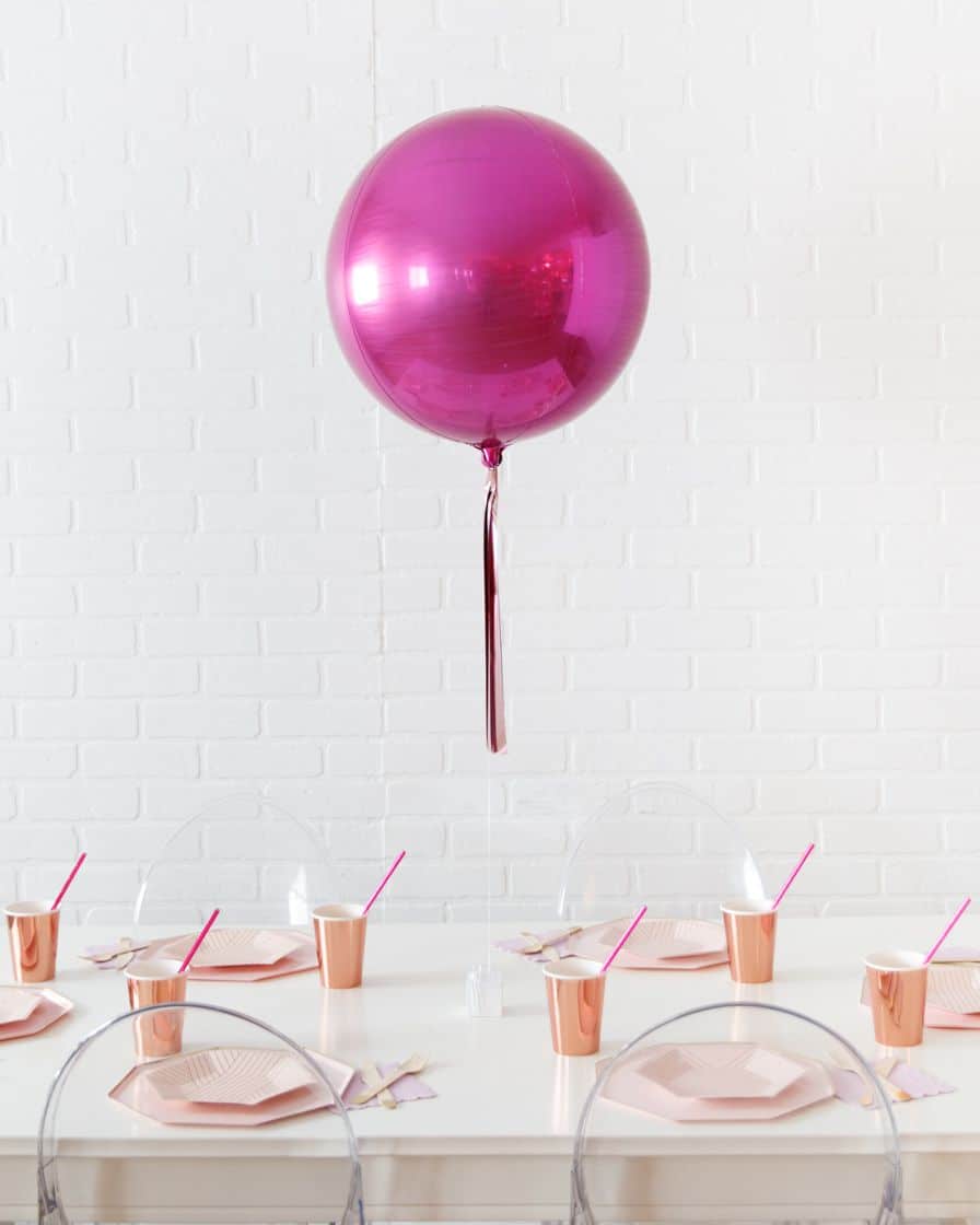 Life In Plastic – 16in Foil Balloon Centerpiece with Skirt | Rental