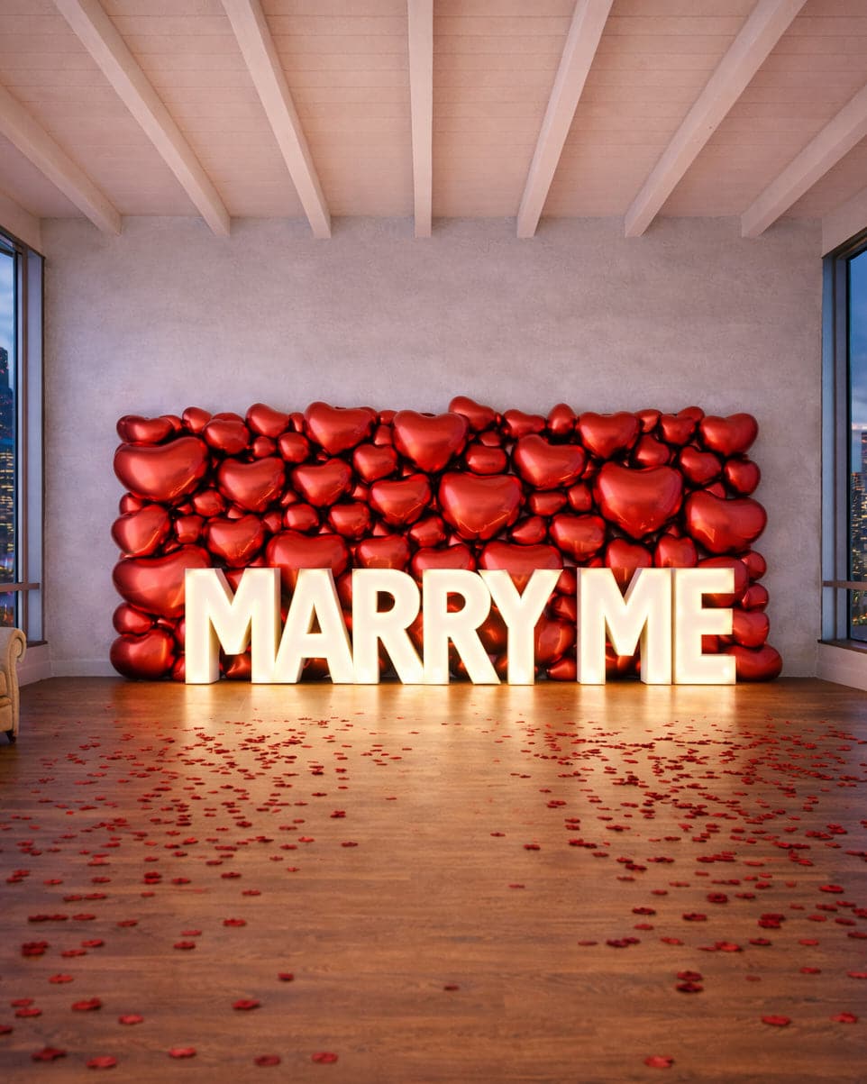 Valentine’s Day – LED Marry Me Marquee Letters Proposal | Rental
