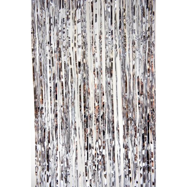 Decostar™ Value Metallic Foil Fringe Curtain 96″ – Silver | Rental Decostar™ Value Metallic Foil Fringe Curtain 96″ – Silver | Rental