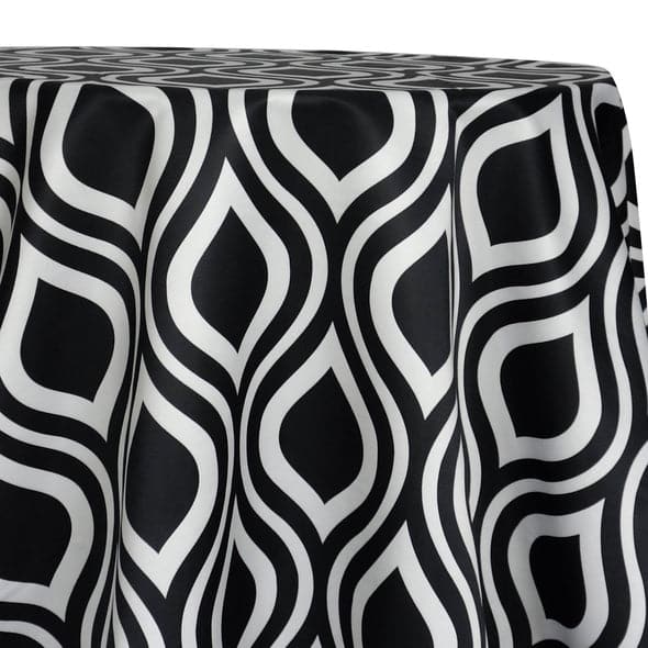 Groovy Print (Lamour) Table Linen in Black | Rental Groovy Print (Lamour) Table Linen in Black | Rental