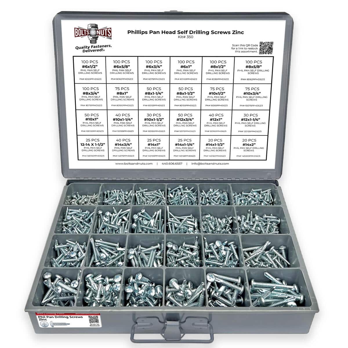 Inch Phillips Pan Head Self Drilling Screws Zinc Assortment – 1421 PCS | Rental