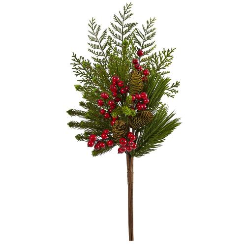 26” Mixed Pine, Pinecone and Berry Artificial Plant | Rental