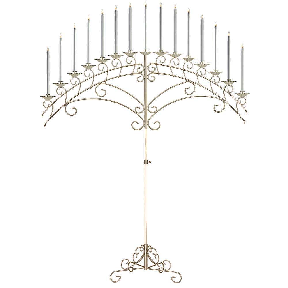 15-Light Fan Floor Candelabra – Gold Leaf | Rental