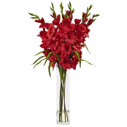 Large Gladiola w/Cylinder Vase Silk Arrangement | Rental