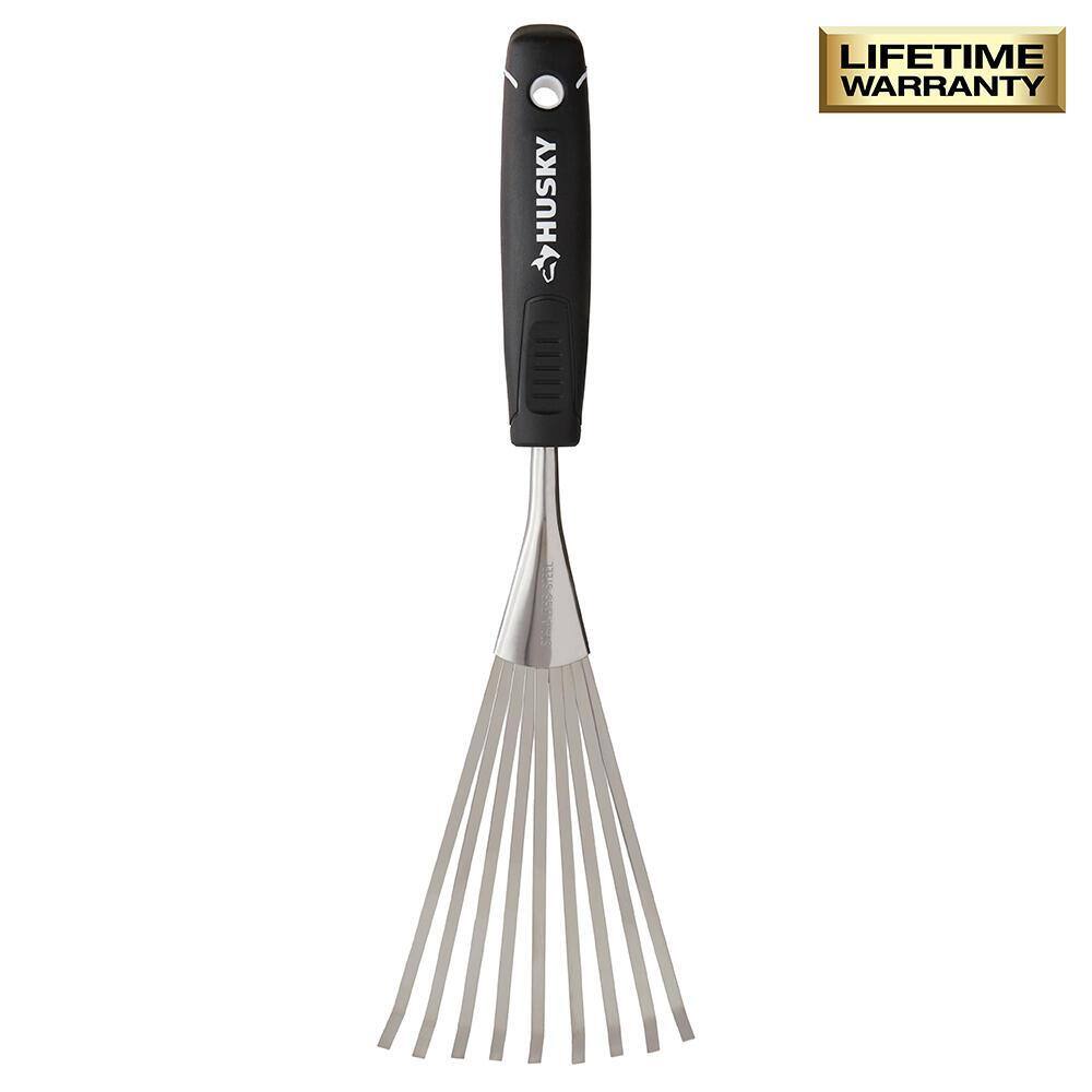 Husky — 6.2 in. Double Injection Grip Handle Stainless Steel Hand Rake | Rental