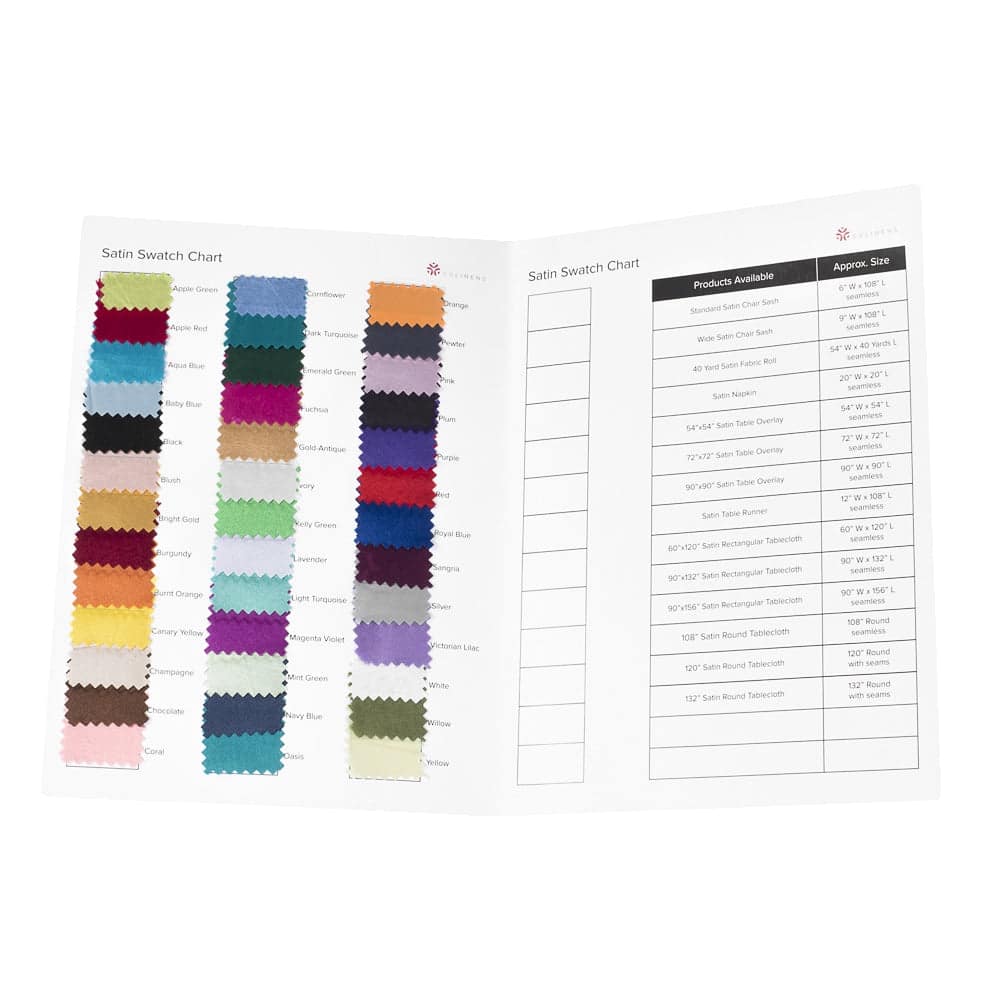 Satin Swatch Chart | Rental