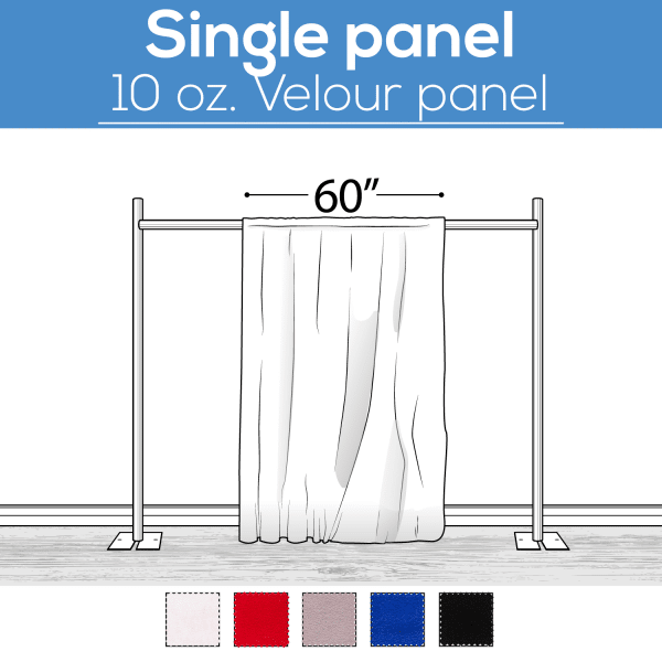 10 oz. Inherently Fire Retardant Polyester Velour – Sewn Drape Panel 60″ Wide w/ 4″ Rod Pockets – 16ft | Rental