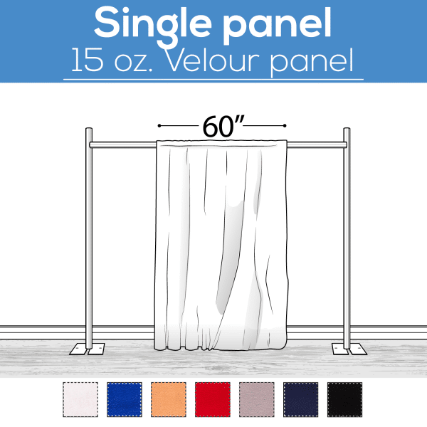 15 oz. Inherently Fire Retardant Polyester Velour – Sewn Drape Panel 60″ Wide w/ 4″ Rod Pockets – 16ft | Rental