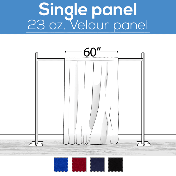 23 oz. Inherently Fire Retardant Polyester Velour – Sewn Drape Panel 60″ Wide w/ 4″ Rod Pockets – 14ft | Rental
