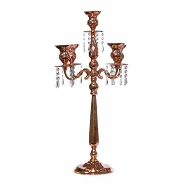 The Cleopatra – 30″ 4-Arm Candelabra w/ Collapsing Arms! – Rose Gold – by DecoStar™ | Rental