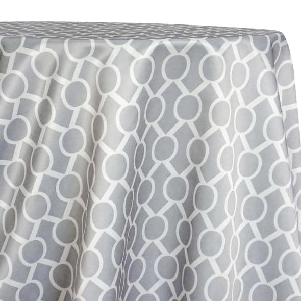 Halo Print (Lamour) Table Linen in Silver | Rental Halo Print (Lamour) Table Linen in Silver | Rental