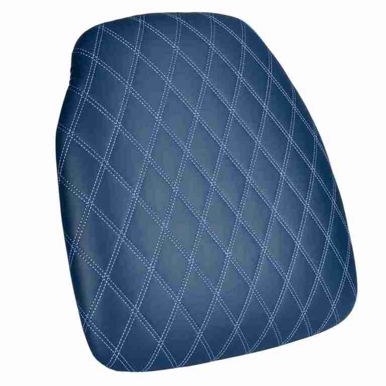 Deep Blue Sea Vinyl Panel Back Chiavari Cushion with Bentley Stitching and SlipNot™ Technology | Rental