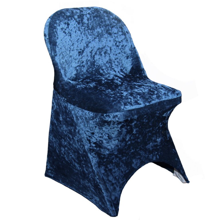 Velvet Spandex Folding Chair Cover Navy Blue | Rental